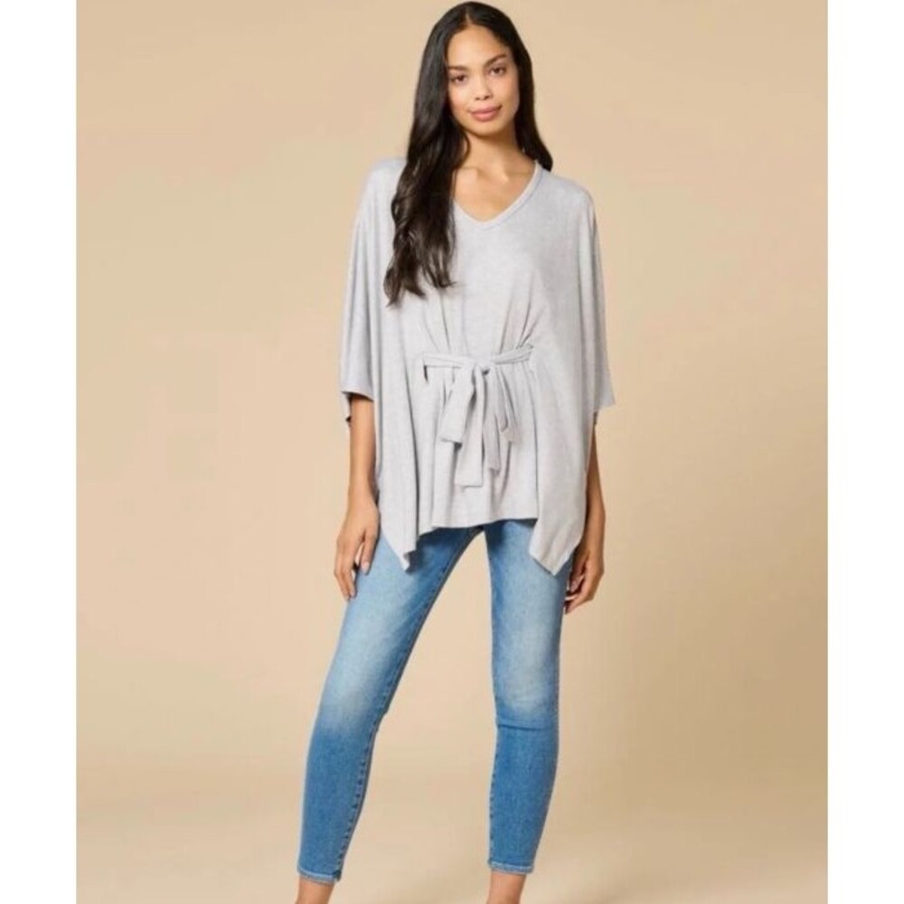 NWT Softies Ultra-Dream Belted Shawl Cardigan Wrap Heather Grey Oprah Fav OSFM